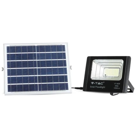 Naświetlacz Projektor LED Solarny V-TAC 16W Czarny IP65, Pilot, Timer VT-40W 6000K 1050lm