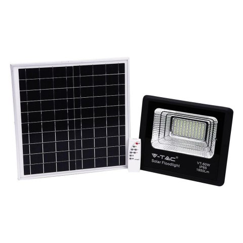 Naświetlacz Projektor LED Solarny V-TAC 20W Czarny IP65, Pilot, Timer VT-60W 4000K 1650lm