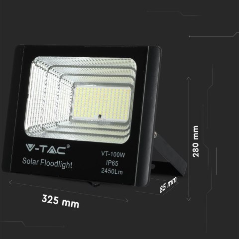 Projektor LED Solarny V-TAC 35W Czarny IP65, Pilot, Timer VT-100W 6000K 2450lm