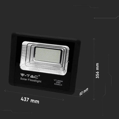 Projektor LED Solarny V-TAC 50W Czarny IP65, Pilot, Timer VT-300W 6000K 4200lm