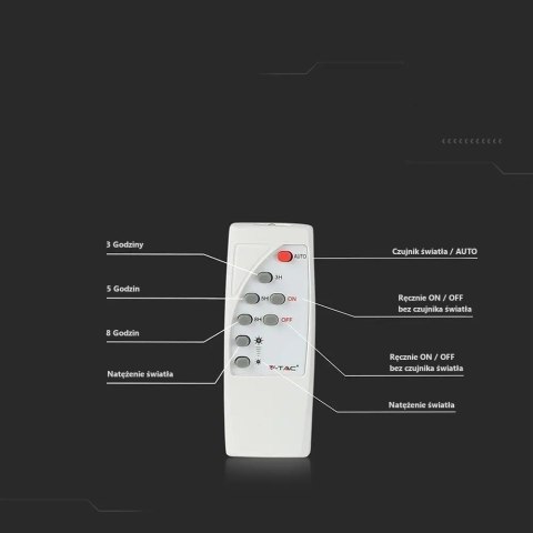 Projektor LED Solarny V-TAC 50W Czarny IP65, Pilot, Timer VT-300W 6000K 4200lm