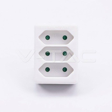 Rozgałęźnik 3 wtyczki płaskie 2.5A V-TAC VT-1023