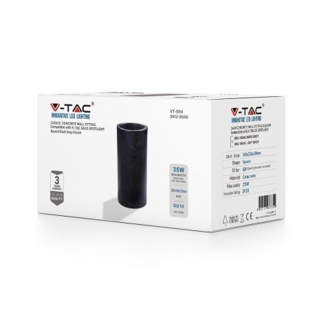 Kinkiet V-TAC BETON 2xGU10 LED Okrągły Ciemny Szary IP20 VT-894
