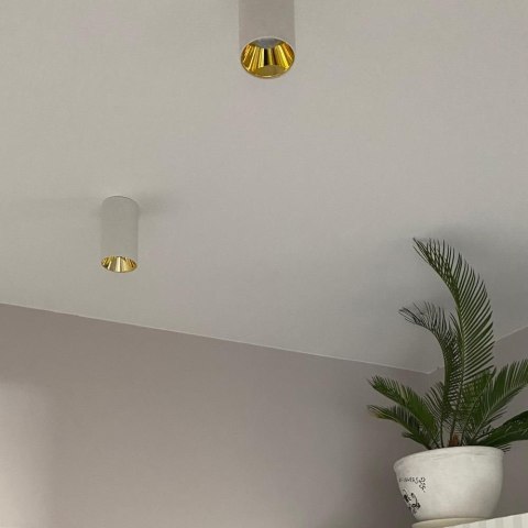 Lampa Oprawa Sufitowa V-TAC GU10 Okrągła Natynkowa Tuba Biały+Złoty 80x140mm VT-882-R 3 Lata Gwarancji