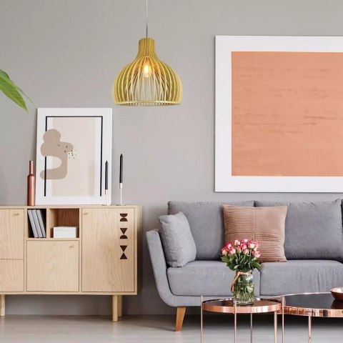 Oprawa Zwieszana V-TAC E27 Drewniana Stożek fi450 VT-4453 5 Lat Gwarancji