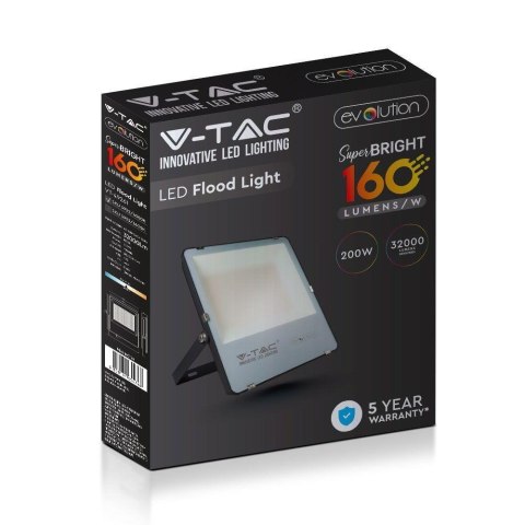 Projektor LED V-TAC 200W Czarny EVOLUTION 160Lm/W VT-49261 4000K 32000lm 5 Lat Gwarancji
