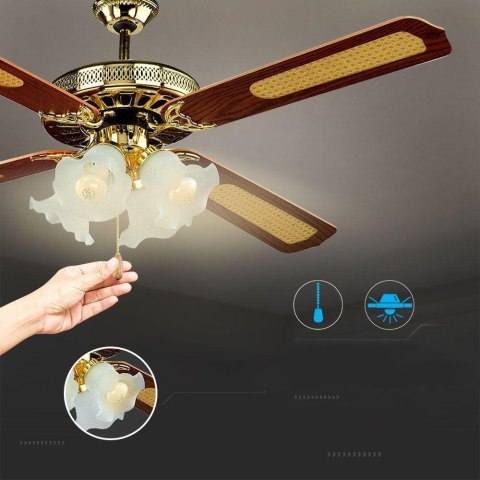 Wentylator Sufitowy V-TAC 132cm Brąz 4xE27 3 Biegi VT-6056-4