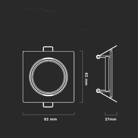 Oczko V-TAC GU10 Kwadrat Ruchome Białe (Opak. 2 szt) VT-817-SQ-W 3 Lata Gwarancji