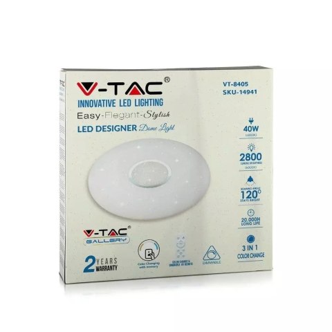 Plafon Sufitowy V-TAC 40W LED Pilot CCT fi.350 Gwiazdy VT-8405 2700K-6400K 2800lm