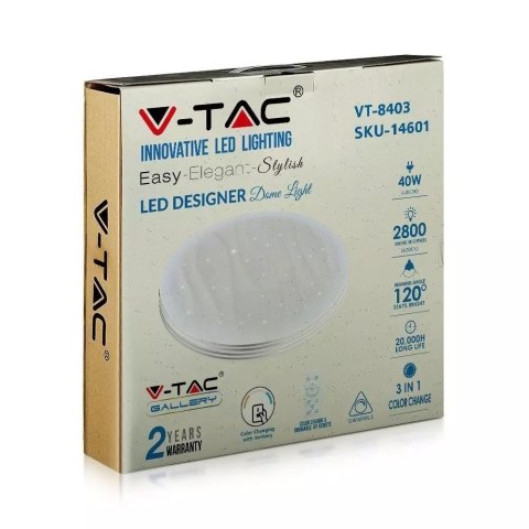 Plafon Sufitowy V-TAC 40W LED Pilot CCT fi.400 Gwiazdy i Fale VT-8403 2700K-6400K 2800lm