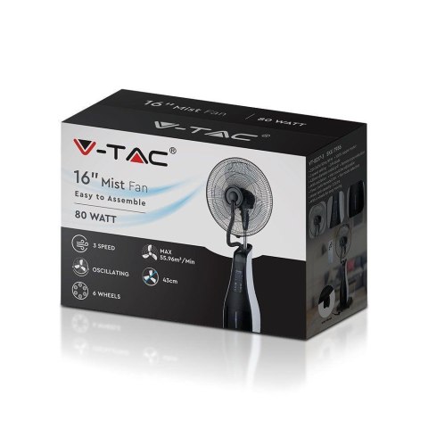 Wentylator Podłogowy V-TAC 80W LED Pilot RF Mgła Wodna VT-8217-3