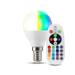 Żarówka LED V-TAC 4,8W E14 Kulka P45 Pilot VT-2234 3000K+RGB 320lm