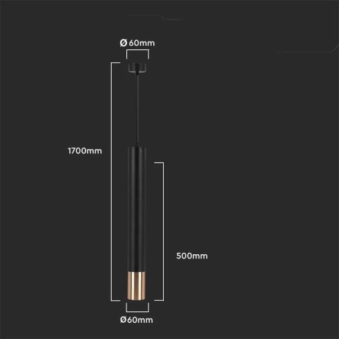 Oprawa Zwieszana V-TAC GU10 GU10 Czarny+Złoty 60x500mm VT-977 3 Lata Gwarancji