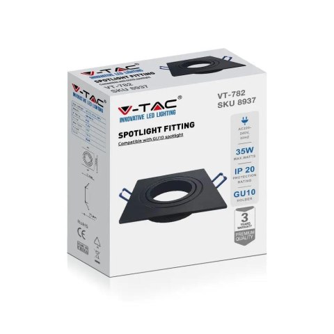 Oczko V-TAC Aluminiowe Odlew Kwadrat Czarne VT-782