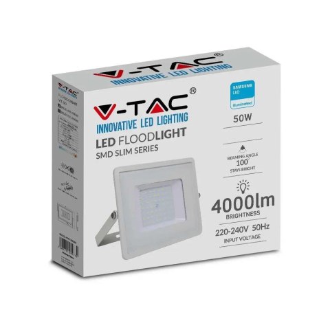 Projektor LED V-TAC 50W SAMSUNG CHIP Biały VT-50 3000K 4000lm 5 Lat Gwarancji