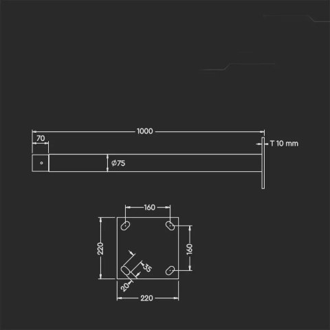 Słup do opraw ogrodowych V-TAC 3mb fi70-75 VT-45W VT-65W SKU 5150 5151 5152 5153