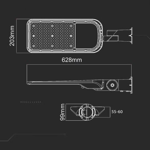 Lampa Oprawa Uliczna LED V-TAC SAMSUNG CHIP z regulacją 150W 120Lm/W VT-169ST 6500K 16500lm 5 Lat Gwarancji