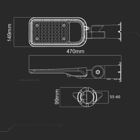 Lampa Oprawa Uliczna LED V-TAC SAMSUNG CHIP z regulacją 70W 120Lm/W VT-79ST 6500K 7500lm 5 Lat Gwarancji