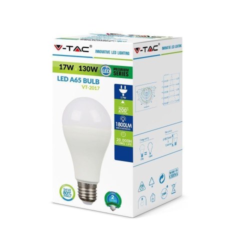 Żarówka LED V-TAC 17W A65 E27 VT-2017 6400K 1521lm