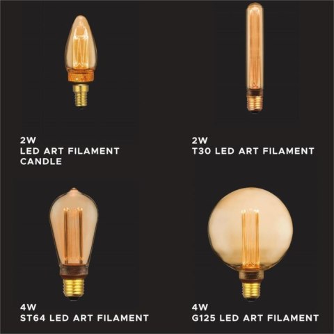 Żarówka LED V-TAC 4W EDISON RETRO E27 G125 Bursztynowa VT-2195 1800K 200lm