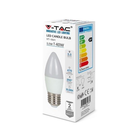 Żarówka LED V-TAC 5,5W E27 Świeczka VT-1821 6400K 470lm