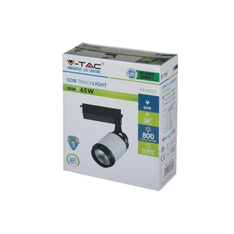 Oprawa LED V-TAC Szynosystem 3F 10W 24st Czarny Biały VT-4512 4000K 800lm