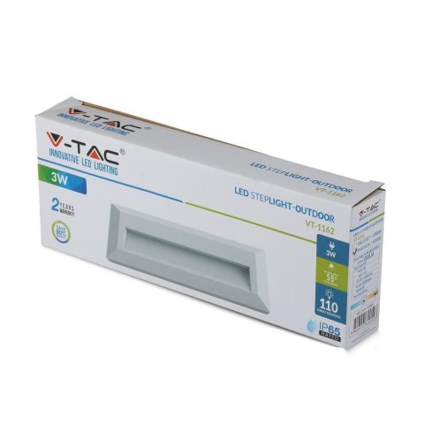 Oprawa Schodowa 3W LED V-TAC Biały Prostokąt 230V IP65 VT-1162 4000K 110lm