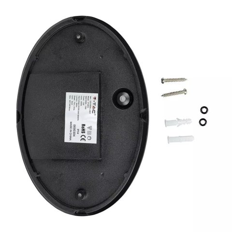 Plafon 12W V-TAC LED Owal Czarna IP54 VT-8010 6400K 840lm