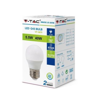 Żarówka LED V-TAC 5.5W E27 G45 P45 Kulka VT-1879 4000K 470lm