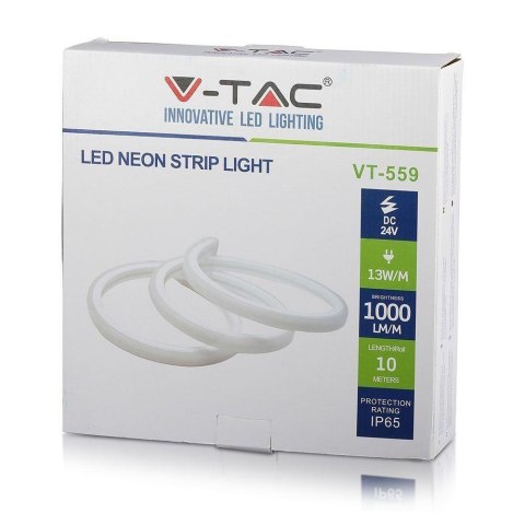 Neon Flex 24V V-TAC 120LED/m 24V IP65 10mb VT-559 6400K 1000lm