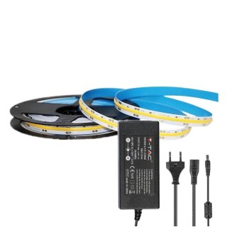 Zestaw LED V-TAC Taśma 280LED/m COB 24V 10W/m Zasilacz 24V 60W (2652+3264) 3000K 800lm