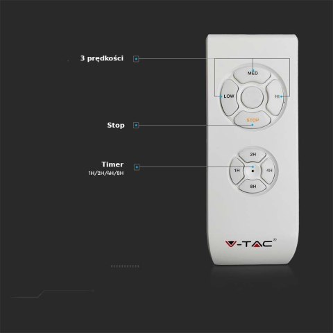 Wentylator Sufitowy V-TAC 65W Pilot 3 Ramiona Biały VT-6552-3
