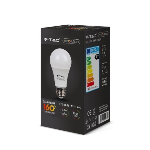 Żarówka LED V-TAC 9.5W E27 A60 EVOLUTION 160Lm/W VT-2310 4000K 1521lm 5 Lat Gwarancji