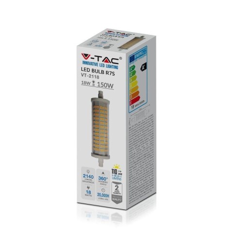 Żarówka Żarnik LED V-TAC 18W R7S Ceramika VT-2118 4000K 2140lm