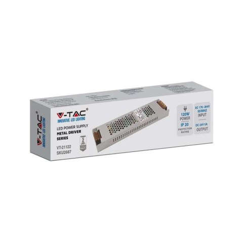 Zasilacz LED V-TAC 120W 24V 5A Modułowy SLIM VT-21122