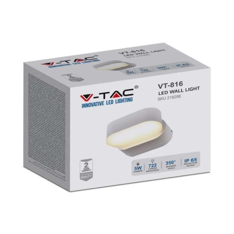 Kinkiet Ścienny V-TAC 6W LED Biały IP65 Obrotowy 350st VT-816 3000K 722lm