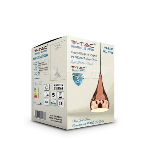 Oprawa Zwieszana V-TAC Różowe Złoto fi180 VT-8180 5 Lat Gwarancji