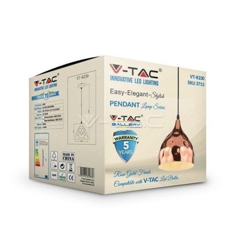 Oprawa Zwieszana V-TAC Różowe Złoto fi230 VT-8230 5 Lat Gwarancji