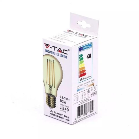 Żarówka LED V-TAC 12.5W Filament E27 A70 Bursztynowa VT-2123 2200K 1240lm