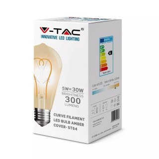 Żarówka LED V-TAC 5W E27 Filament Złoty Vintage ST64 VT-2066 2200K 300lm