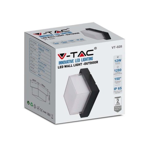 Oprawa V-TAC 12W LED IP65 Czarny Kwadrat VT-828 4000K 1280lm
