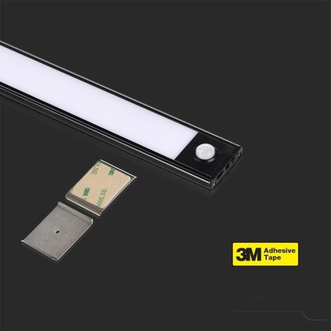 Oprawa podszafkowa V-TAC 2W LED Czarna Czujnik Ruchu Ładowanie USB 40cm VT-8142 4000K 160lm