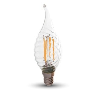 Żarówka LED V-TAC 4W Filament E14 Twist Świeczka Płomyk VT-1995 6500K 400lm