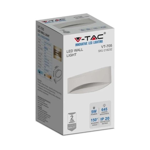 Oprawa Ścienna V-TAC 5W LED Góra Dół VT-705 4000K 645lm