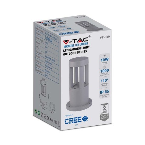 Słupek Ogrodowy V-TAC 10W LED IP65 Szary 25cm VT-830-G 3000K 1000lm