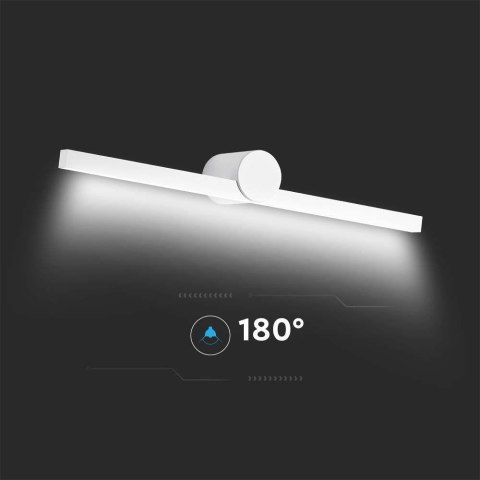 Oprawa Kinkiet Ścienny V-TAC 10W LED Biały IP65 Lustro Obraz Łazienka VT-7022-W 3000K 1530lm