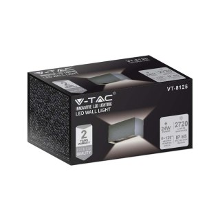 Oprawa Ścienna V-TAC 24W LED Góra Dół IP65 Szara VT-8125 3000K 2720lm