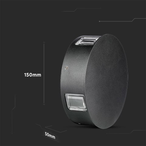 Oprawa Ścienna V-TAC 3W LED IP65 Czarna Okrągła VT-706-B-N 3000K 428lm