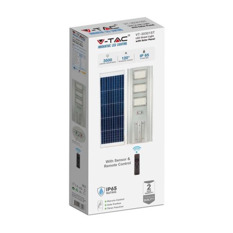 Oprawa Uliczna LED Solarna V-TAC 40W Czujnik ruchu, Pilot VT-30301ST 6500K 3500lm