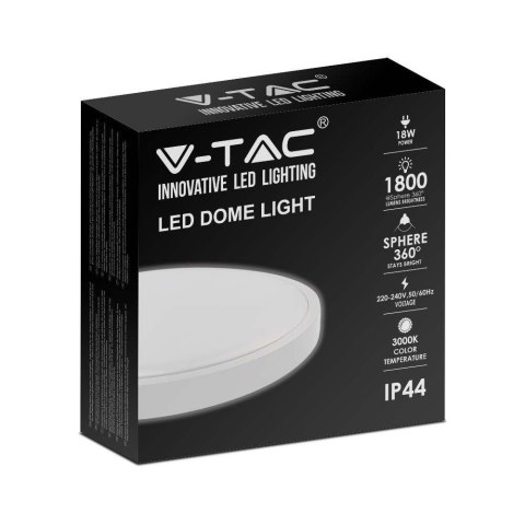 Plafon Lampa Sufitowa V-TAC 18W LED Okrągły IP44 23cm Biały VT-8618W-RD 4000K 1800lm